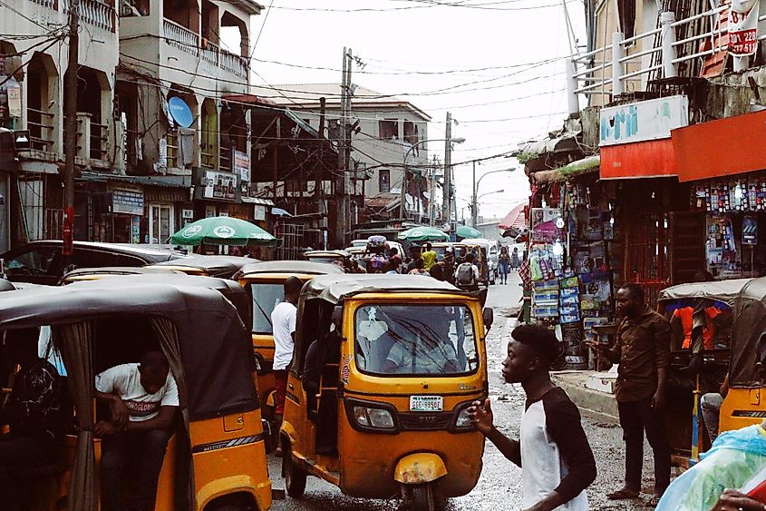 A street scene in Nigeria, the most populous country in Africa.