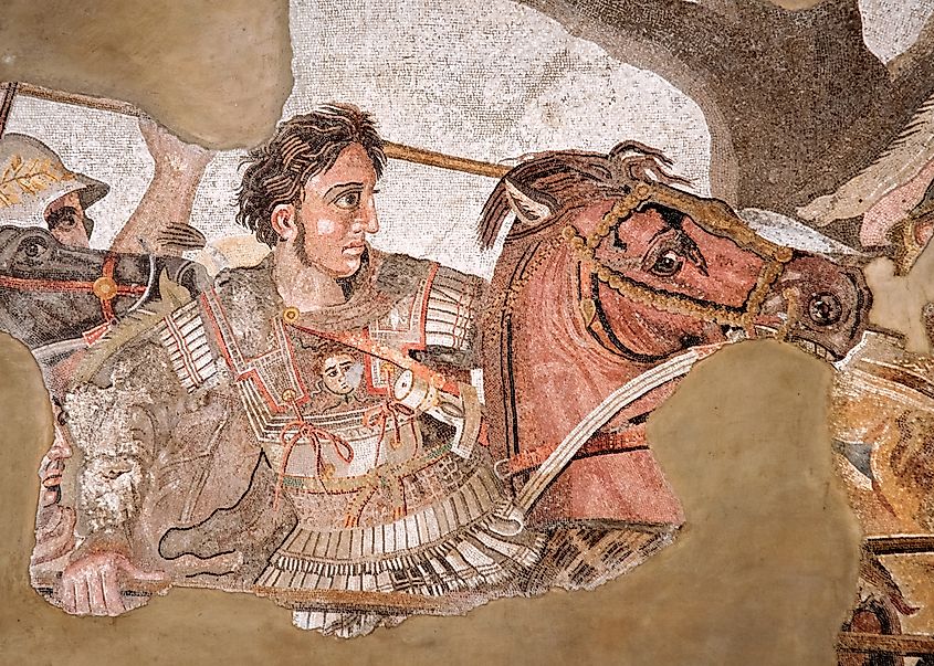 Fragment of ancient Roman Alexander mosaic.