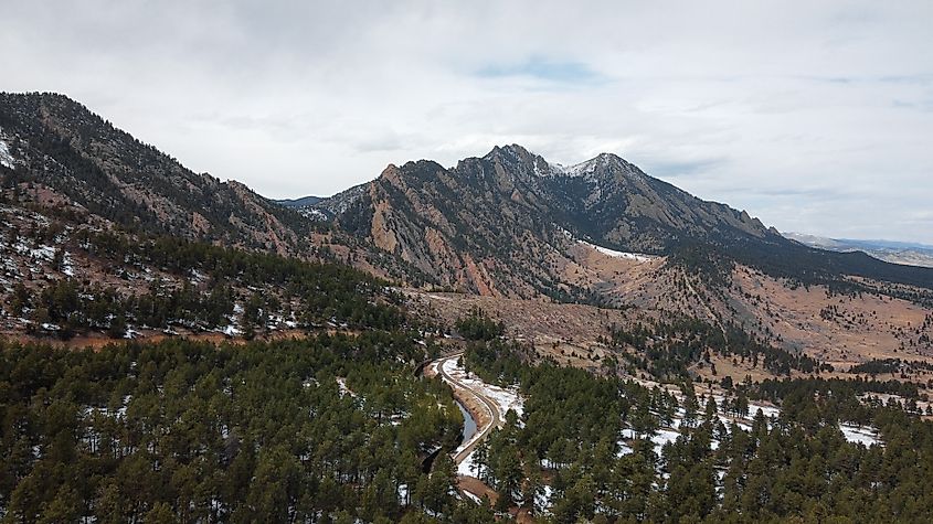 View of the Eldorado Canyon State Park, Foothill Mountains in Colorado.