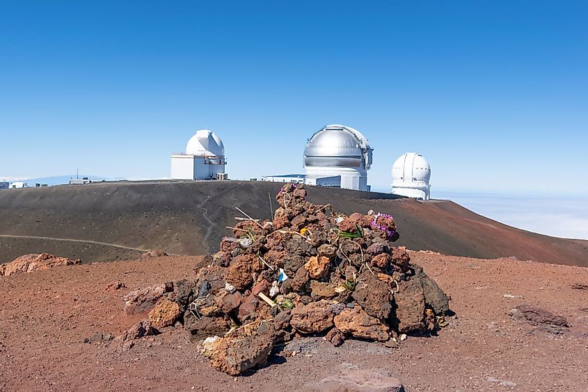 Religious stone shrine on the summit of Mauna Kea