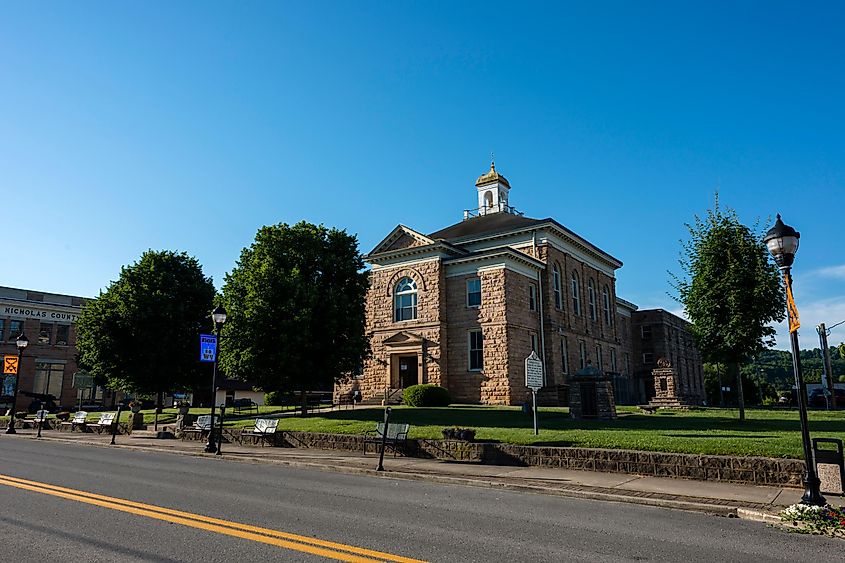 Nicholas County Courthouse in Summersville, West Virginia, USA, featuring its distinctive architectural style.