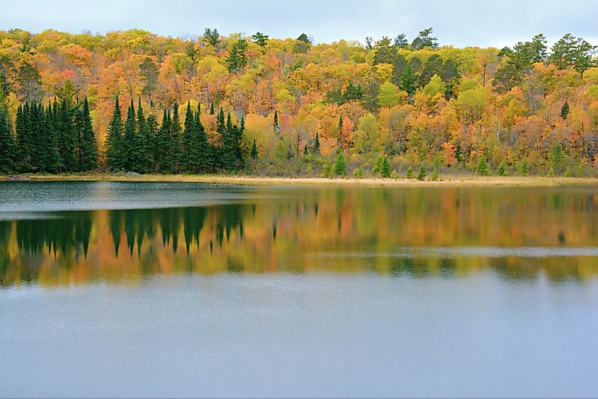 Autumn vista on Josephine Lake in Itasca State Park, Minnesota.