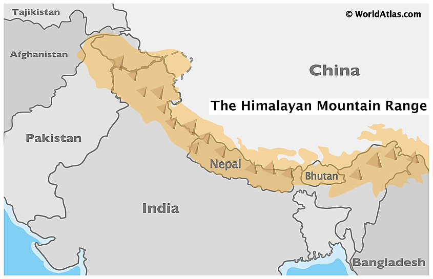 Himalayas mountain map