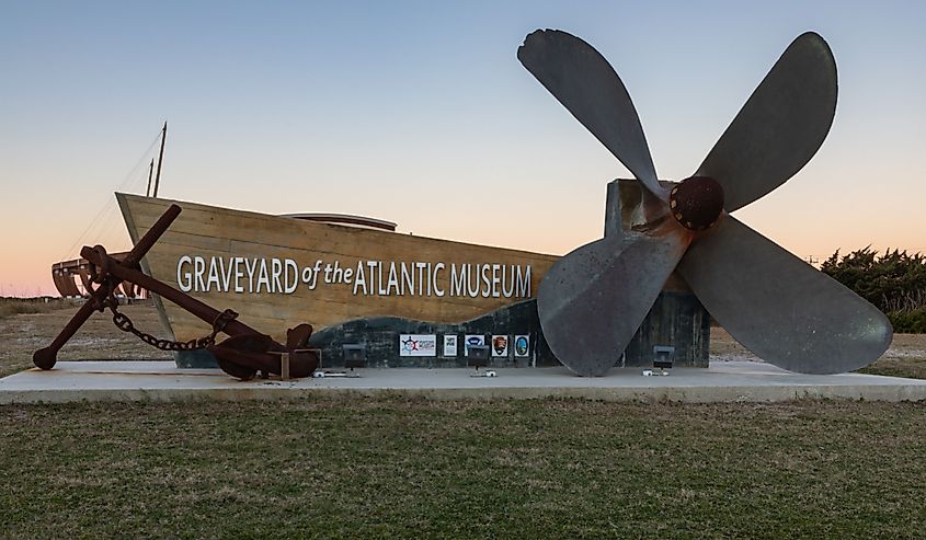 Graveyard of the Atlantic Museum sign in Hatteras, North Carolina. Image credit: Cvandyke via Shutterstock.com