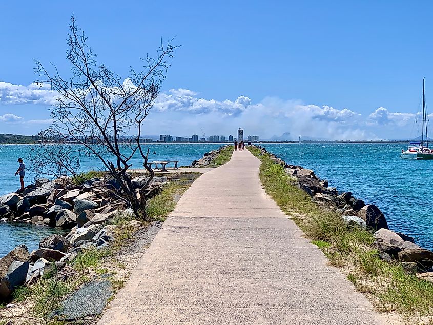 Mooloolaba rock wall at the Mooloolah River.