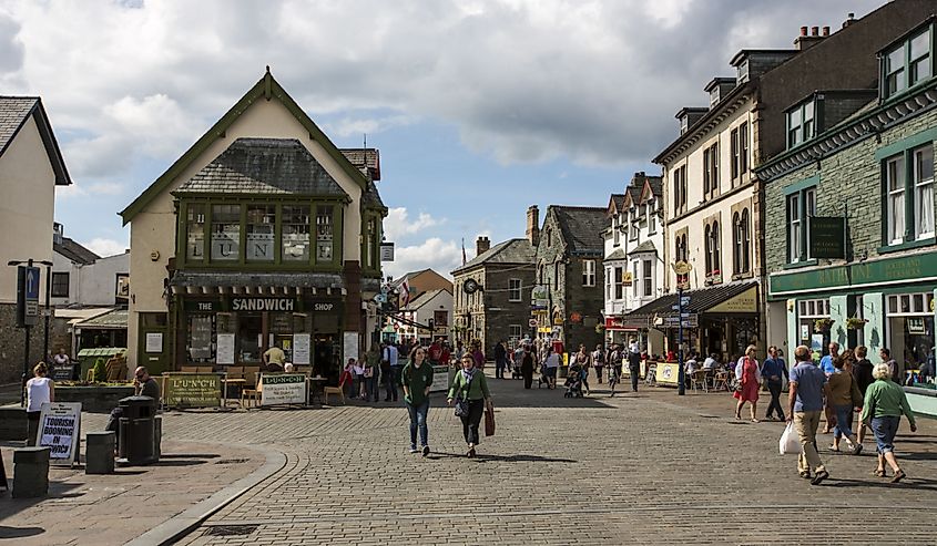 Group of tourists on the streets of Keswick, England