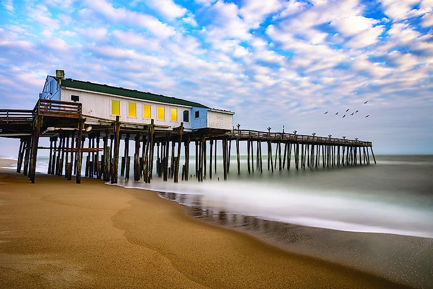 Morning time at Kitty Hawk fishing pier along North carolina's Outer Banks