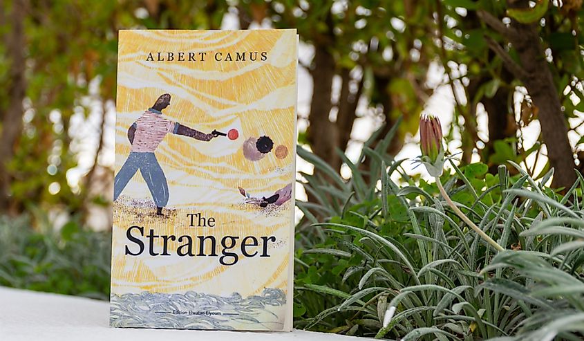 Close-up of the novel The Stranger by Albert Camus