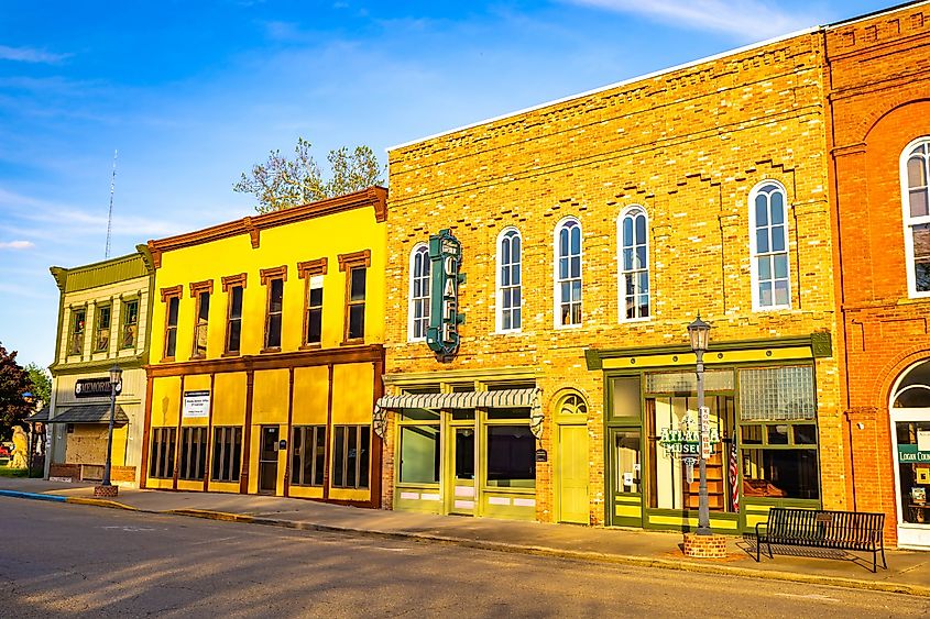 Historic downtown area along Route 66 in Atlanta Illinois. 