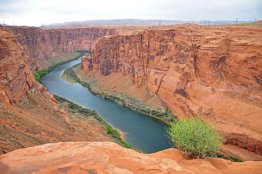 The Colorado River winding through canyon country in the Southwest.