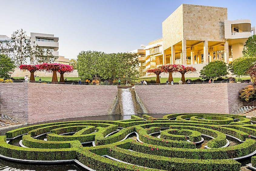 Robert Irwin's Central Garden at Getty Center at sunset