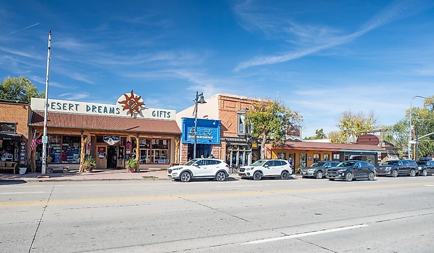 Exterior of stores in the city of Moab, Utah