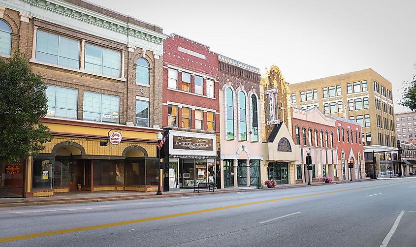Joplin, Missouri/ United States- September 8 2020: downtown Joplin on the main strip.
