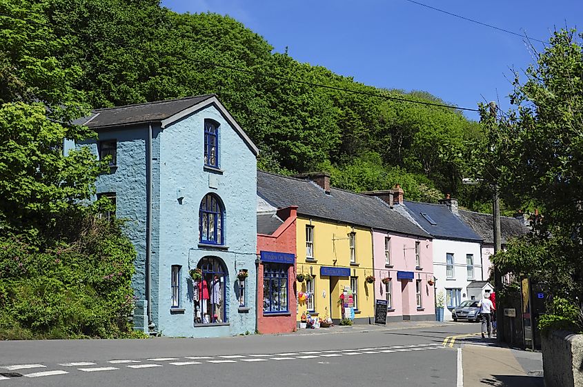 Colorful shops in Solva, Pembrokeshire, Wales