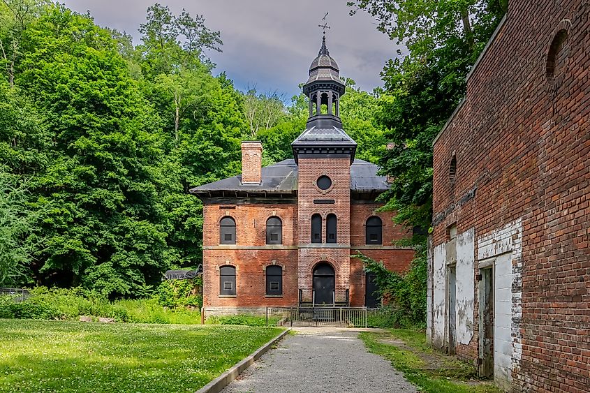 Historical buildings in West Point Foundry Preserve, Cold Spring, New York.