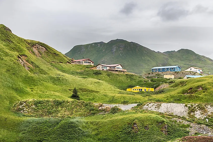 Neighborhood View in Dutch Harbor Unalaska, Alaska.