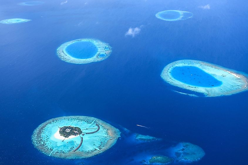 Atolls in the ocean