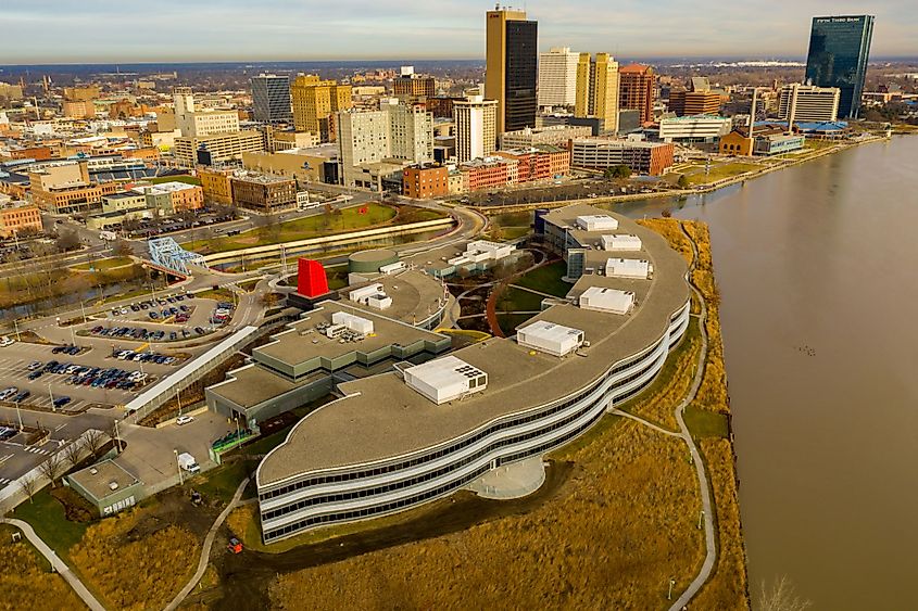 Aerial view of Owens Corning - a materials company in Toledo, Ohio