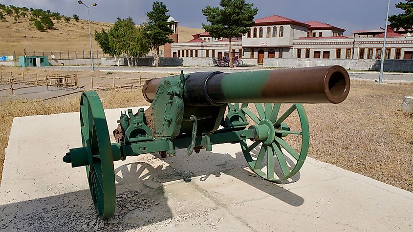 Erzurum, Turkey. Artillery weapons from the Ottoman-Russian war.