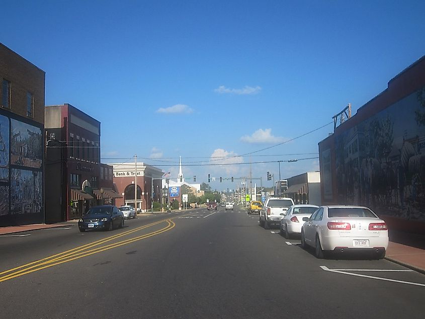 Downtown streets of Magnolia, Arkansas