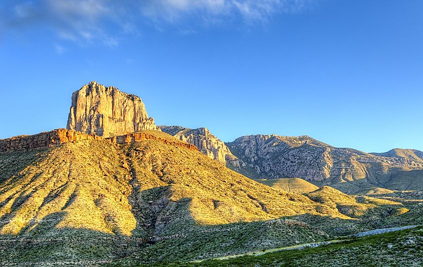 El Capitan, under storm clouds, in Guadalupe Mountains National Park, Texas. 