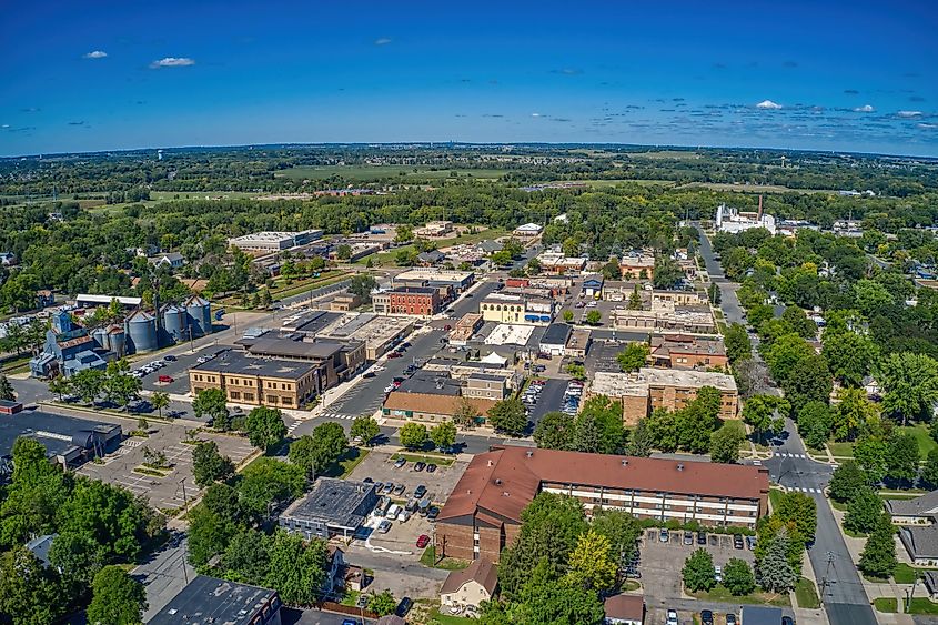 Aerial view of Farmington, Maine.