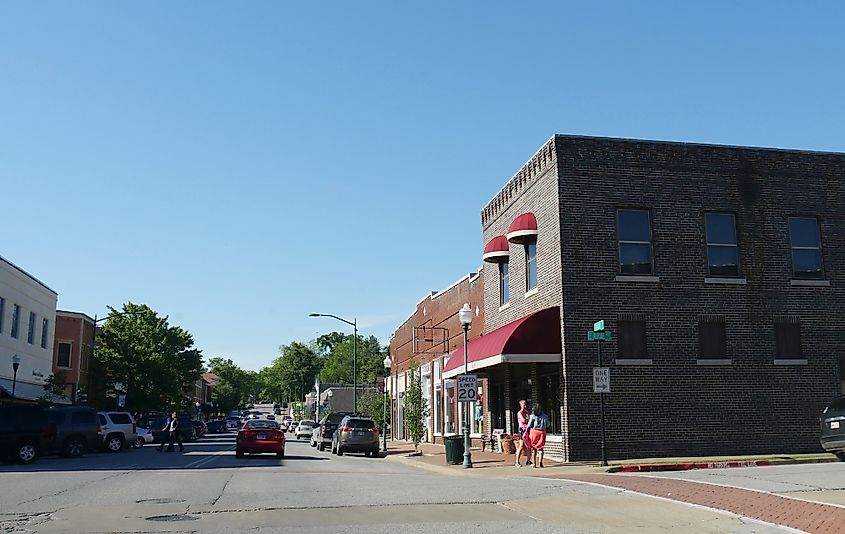 Old buildings in the historic district of Siloam Springs, Arkansas