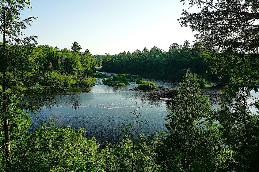 View of the Lower Falls area at Tahquamenon Falls State Park.
