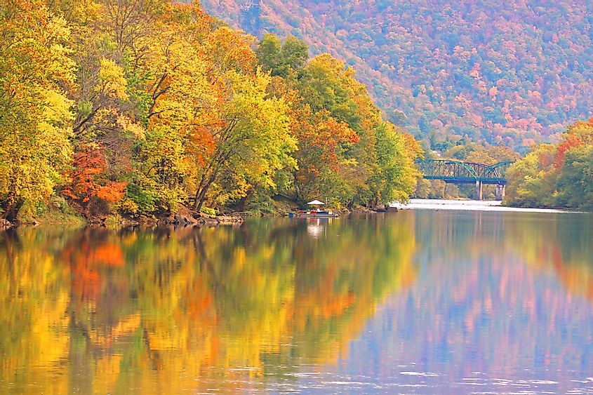 Autumn reflections in Kanawha River, West Virginia