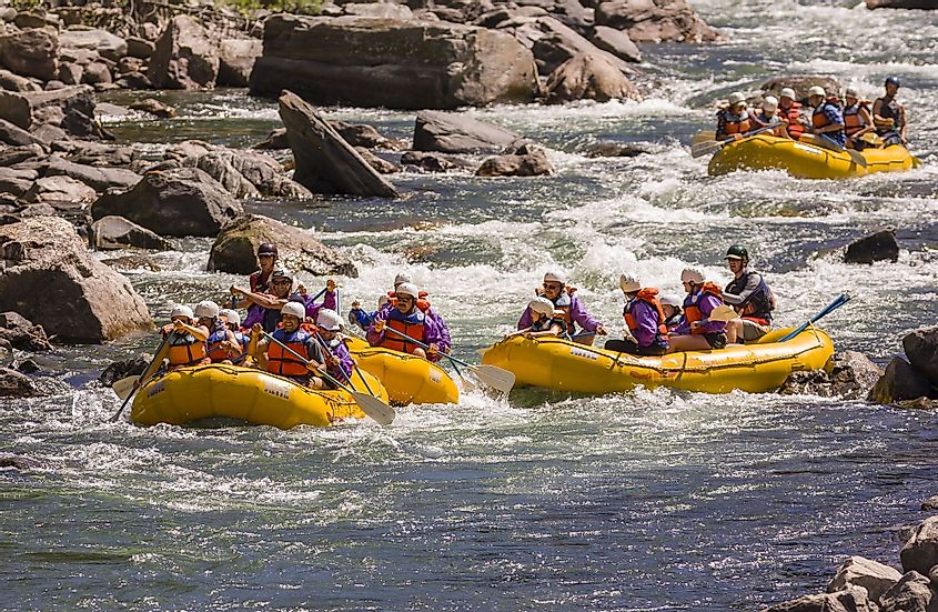 White water rafting on the Gallatin River in Big Sky, Montana