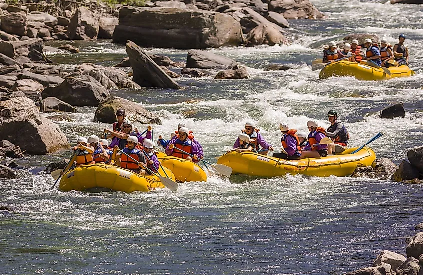 White water rafting on the Gallatin River in Big Sky, Montana