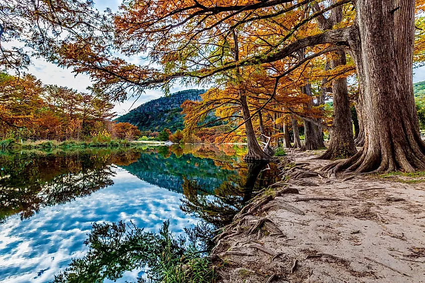 he Emerald Green Clear Frio River, at Garner State Park, Texas.