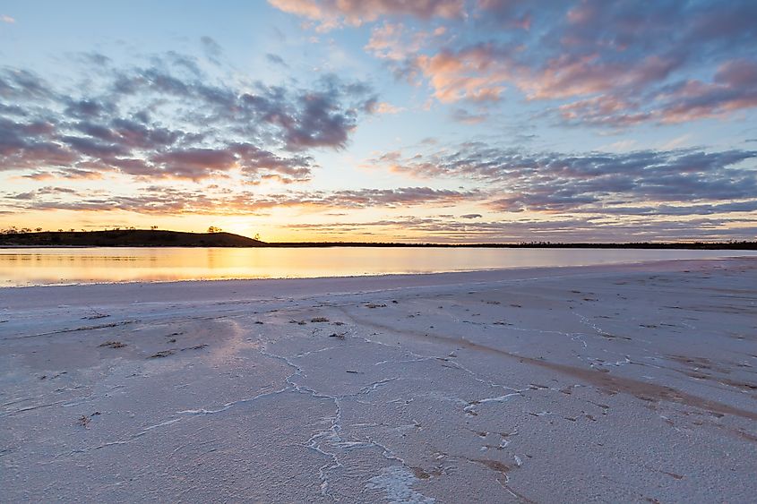Lake Crossbie at sunset, Murray Sunset National Park, Victoria, Australia.