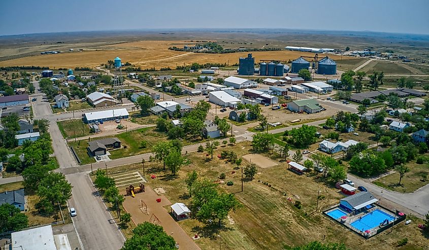 Aerial View of Kadoka, South Dakota which is the Gateway to Badlands National Park