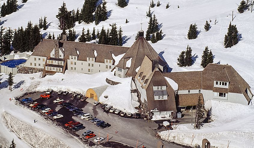 Aerial image of Timberline Lodge, Oregon, US