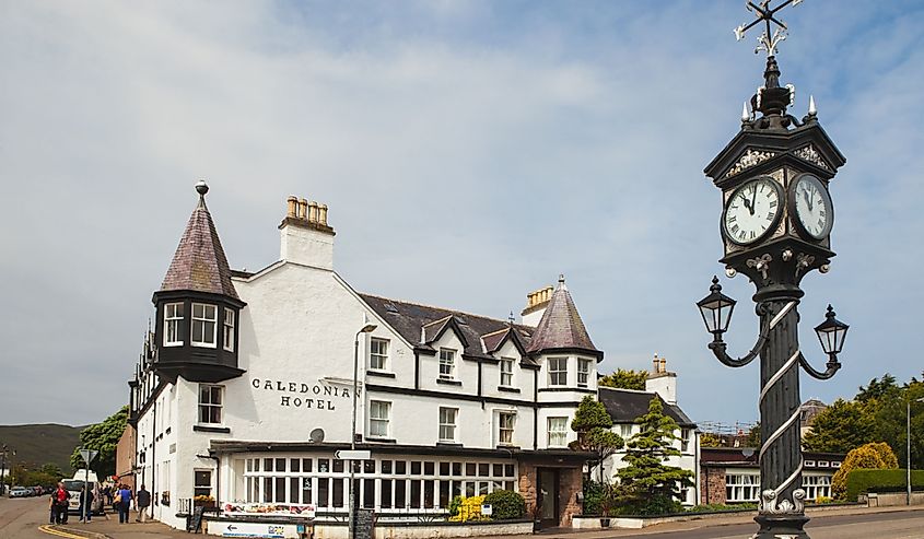 Historical street clock in Ullapool in Scotland