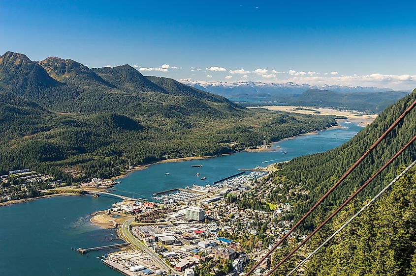Aerial view of the gorgeous town of Juneau, Alaska.