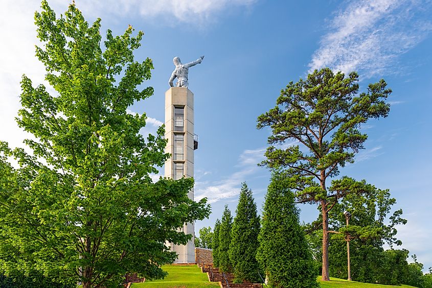 The Vulcan Statue atop Red Mountain, a part of and overlooking the Forest Park neighborhood of Birmingham.