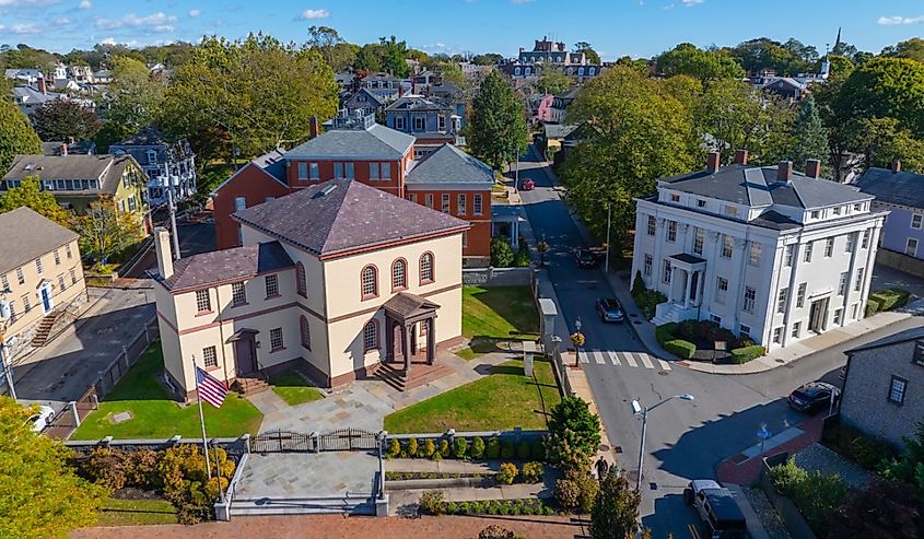 Newport Touro Synagogue National Historic Site aerial view.