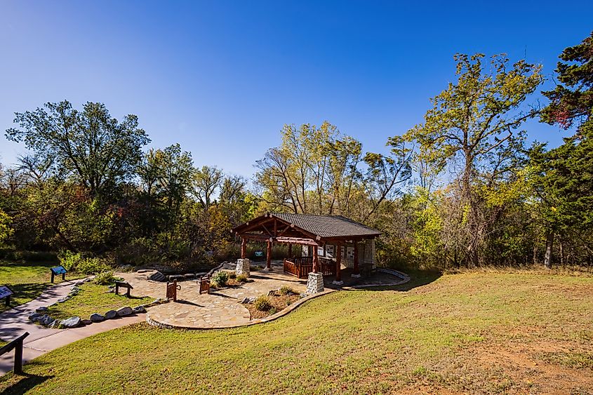 Sunny view of the landscape inside the Boiling Springs State Park at Oklahoma.