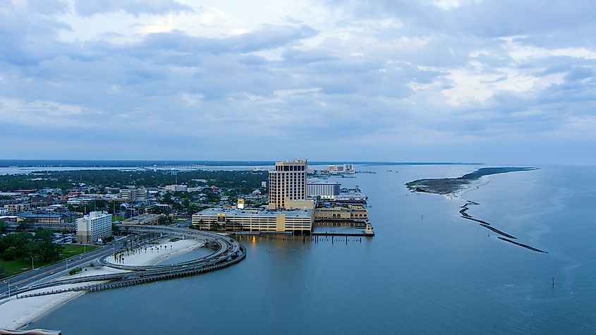 Aerial view of Biloxi, Mississippi.