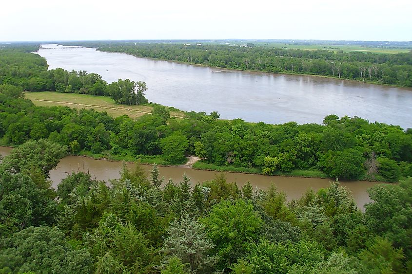 Platte River from the observation tower in Eugene T. Mahoney State Park.