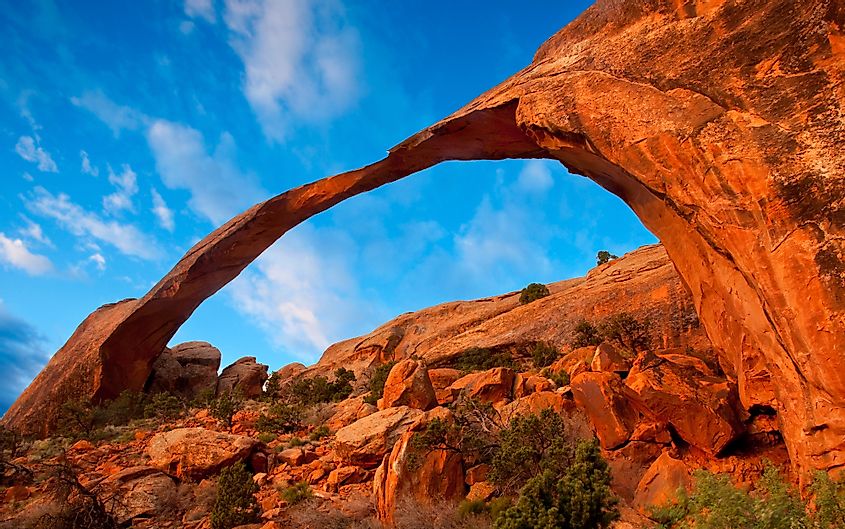 The longest arch on the planet - the Landscape Arch in Arches National Park, Utah.