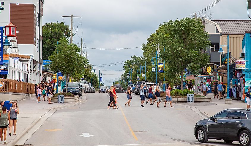 Street view on cloudy summer day in Grand Bend, Ontario
