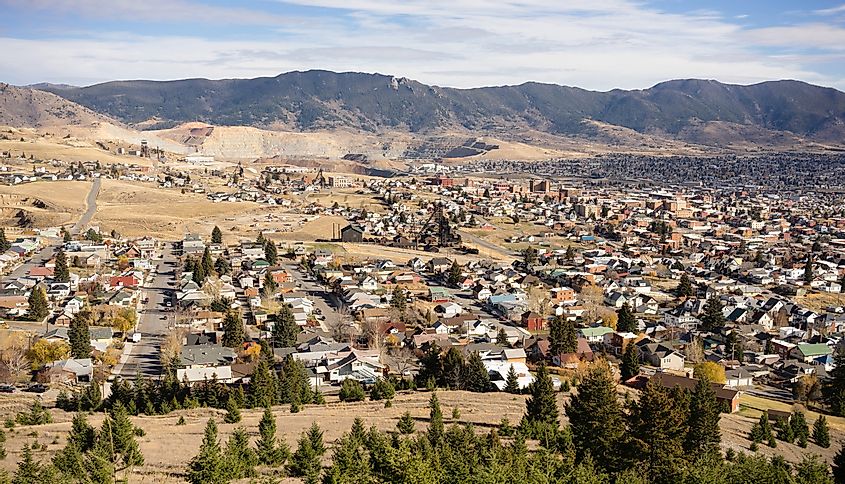Aerial view of Butte, Montana.