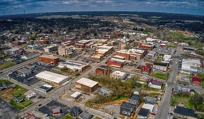 Aerial View of Columbia, Tennessee during Spring
