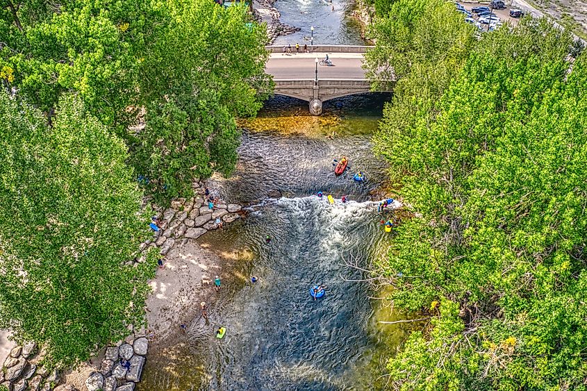 Arkansas River flowing through Salida in Colorado.