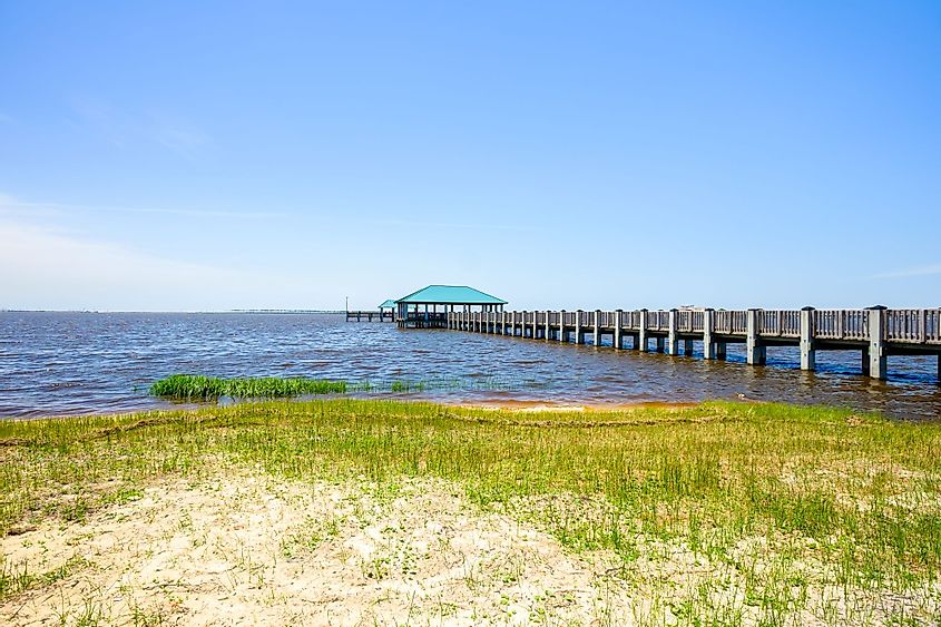 A view of the Gulf Coast beach in Ocean Springs, Mississippi
