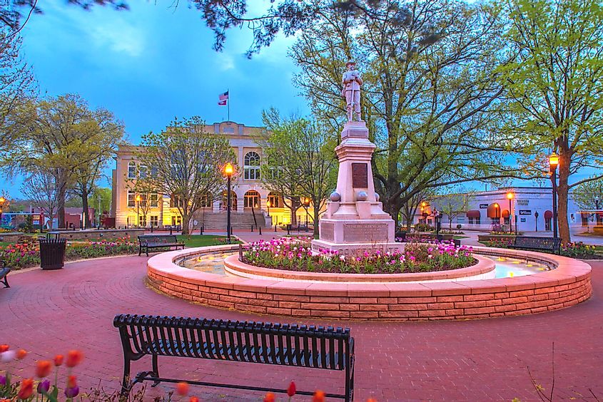 Civil War Memorial Statue in Bentonville, Arkansas.