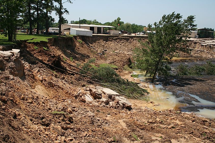 Collapse sinkhole in a salt dome in Daisetta, Texas